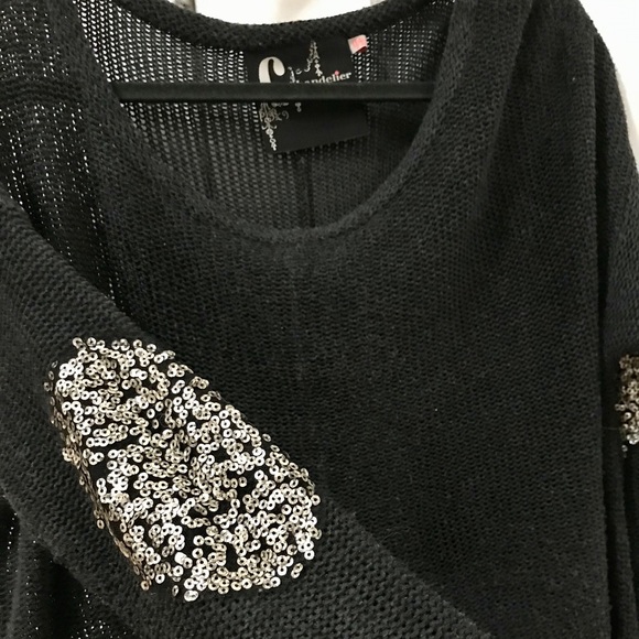 Black LF sweater with sequin elbow detail - Picture 2 of 4